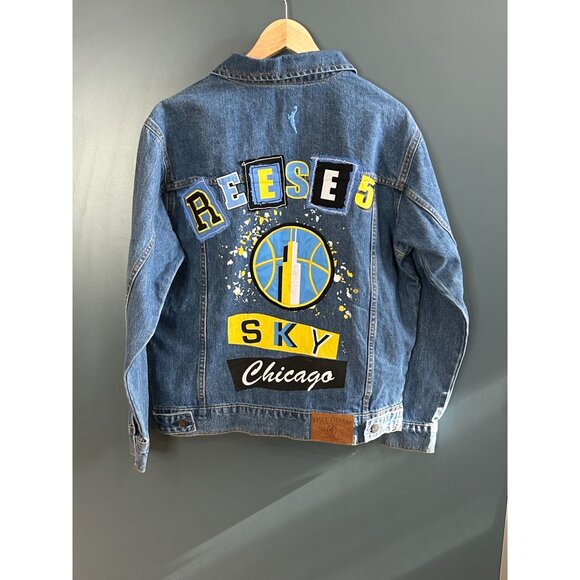 NEW FISLL WNBA Women's Sz M Denim Jacket Chicago Sky Angel Reese #5 MSRP $119 NW - Picture 6 of 8